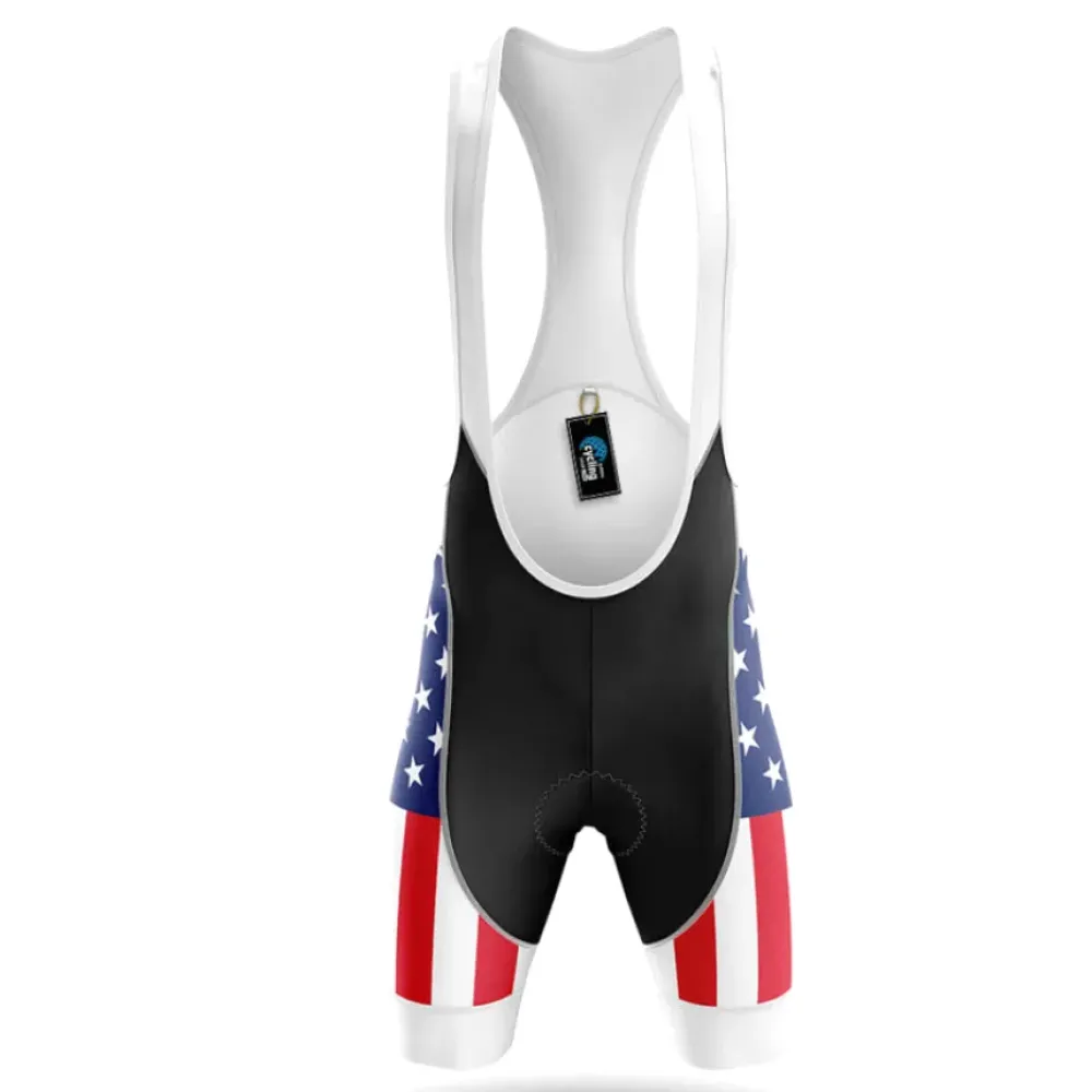 Cycling Bibs USA American Flag Black/Red/White