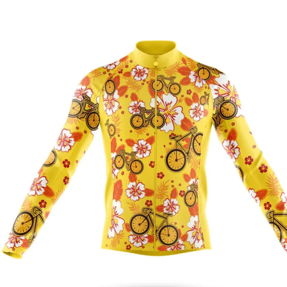 ALOHA Long Sleeve Cycling Jersey Ver.3 Floral Bicycle Yellow/Red/Pink