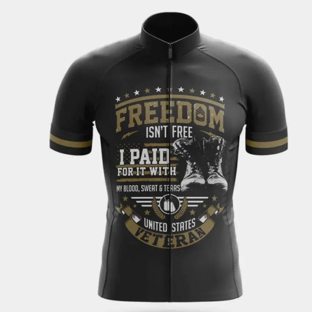 US Veteran Paid For It Cycling Jersey Black/Gold/White