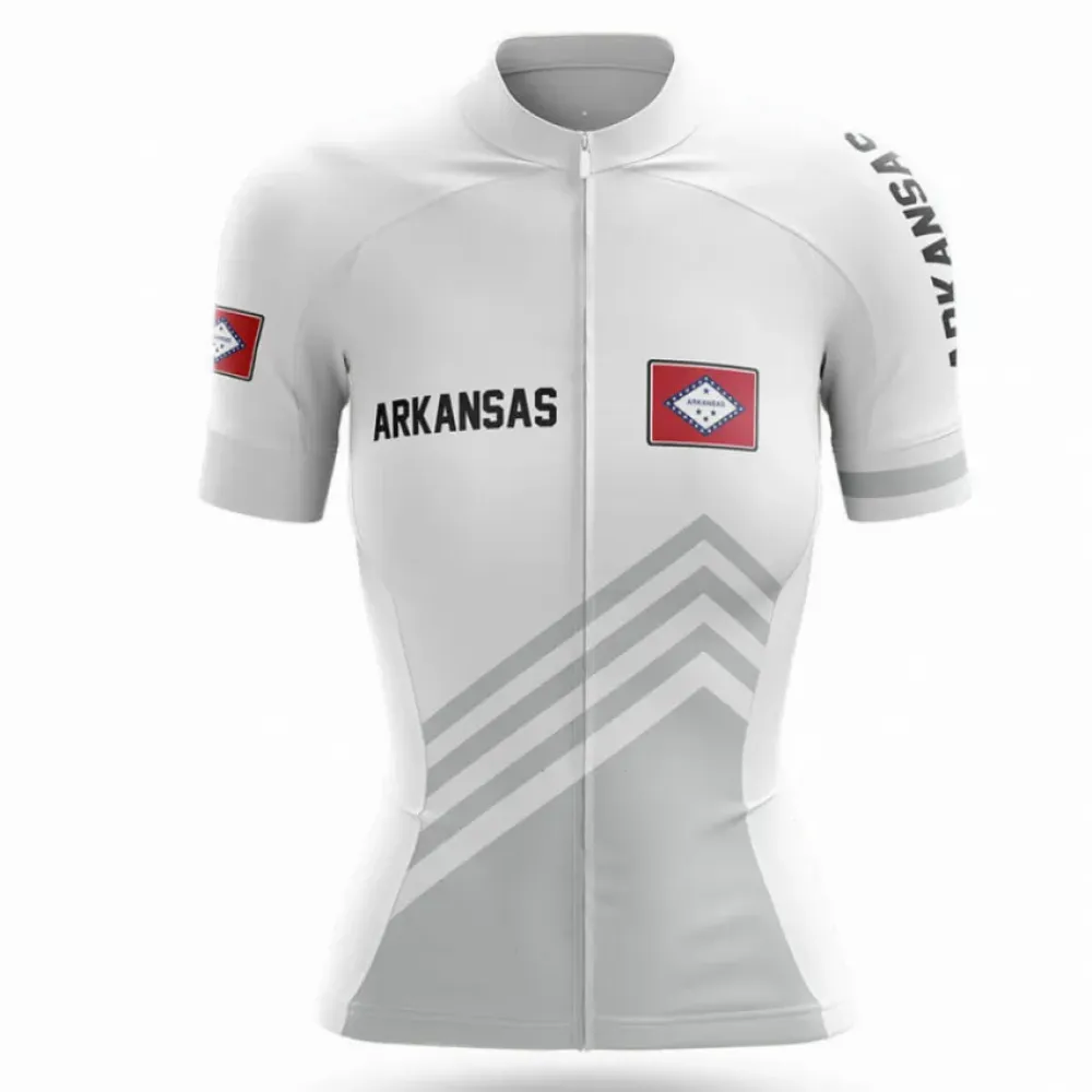 Arkansas S4 White Cycling Jersey White/Grey/Red