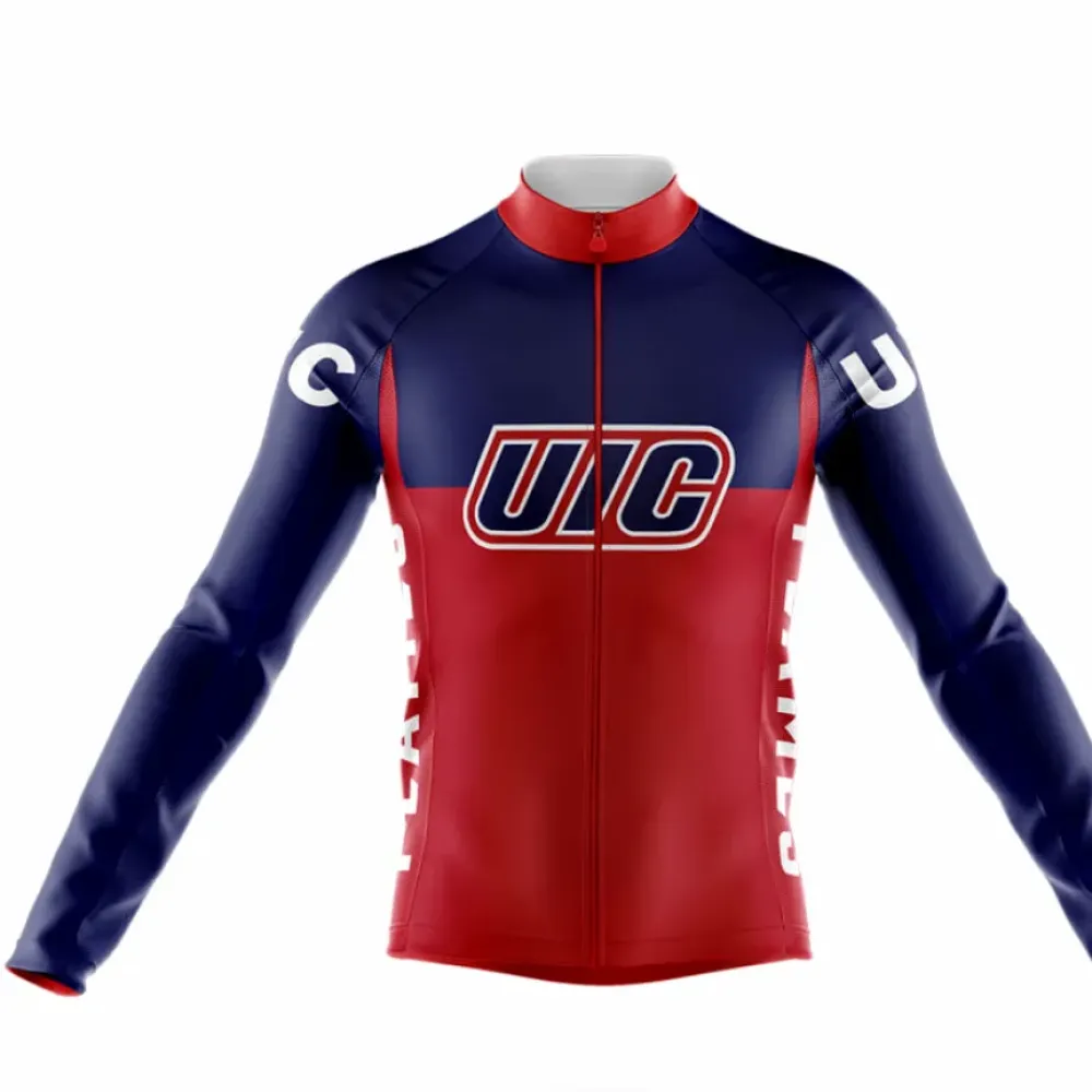 University of Illinois Chicago Long Sleeve Cycling Jersey Navy/Red/White
