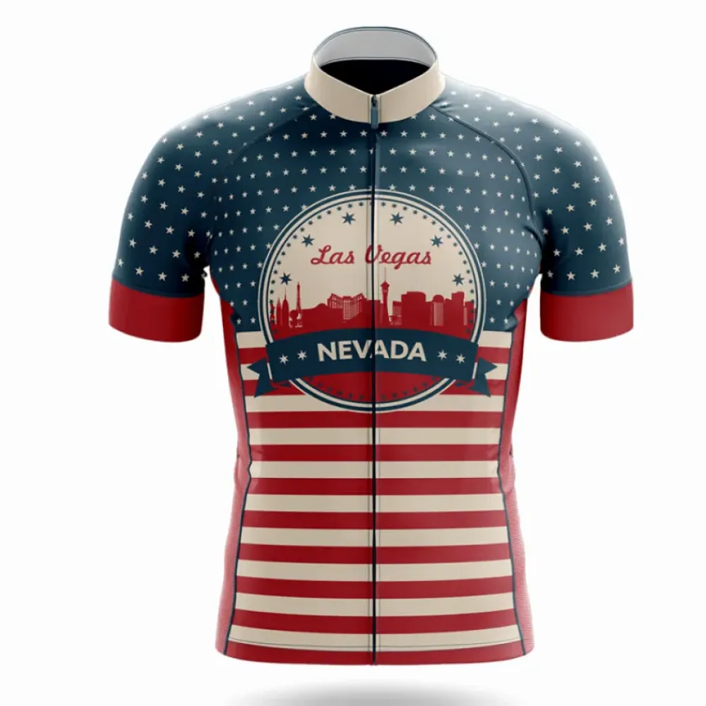 RetroSpin Las Vegas Cycling Jersey Blue/Red/White
