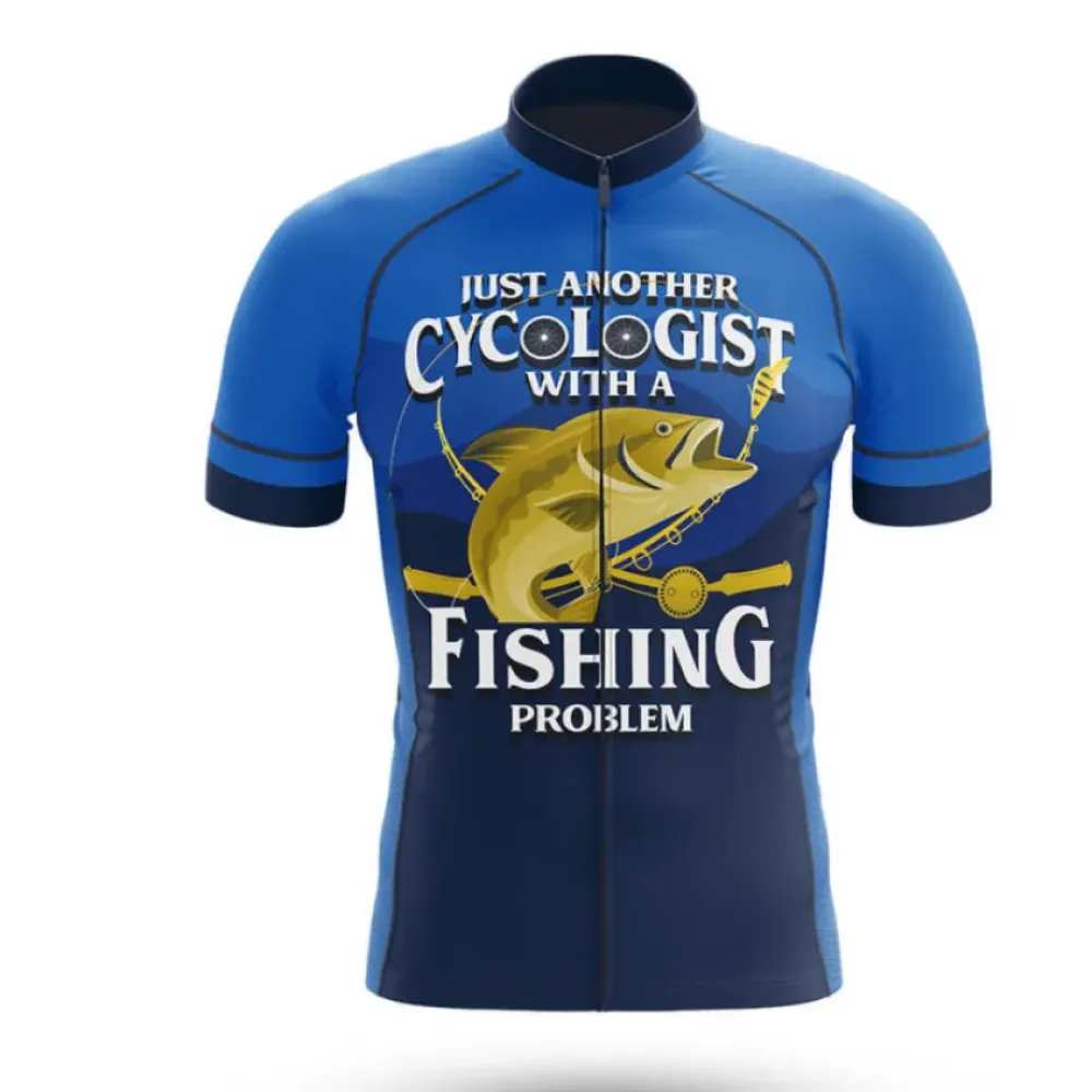Cycling Jersey Fishing Problem Blue/Grey/Black