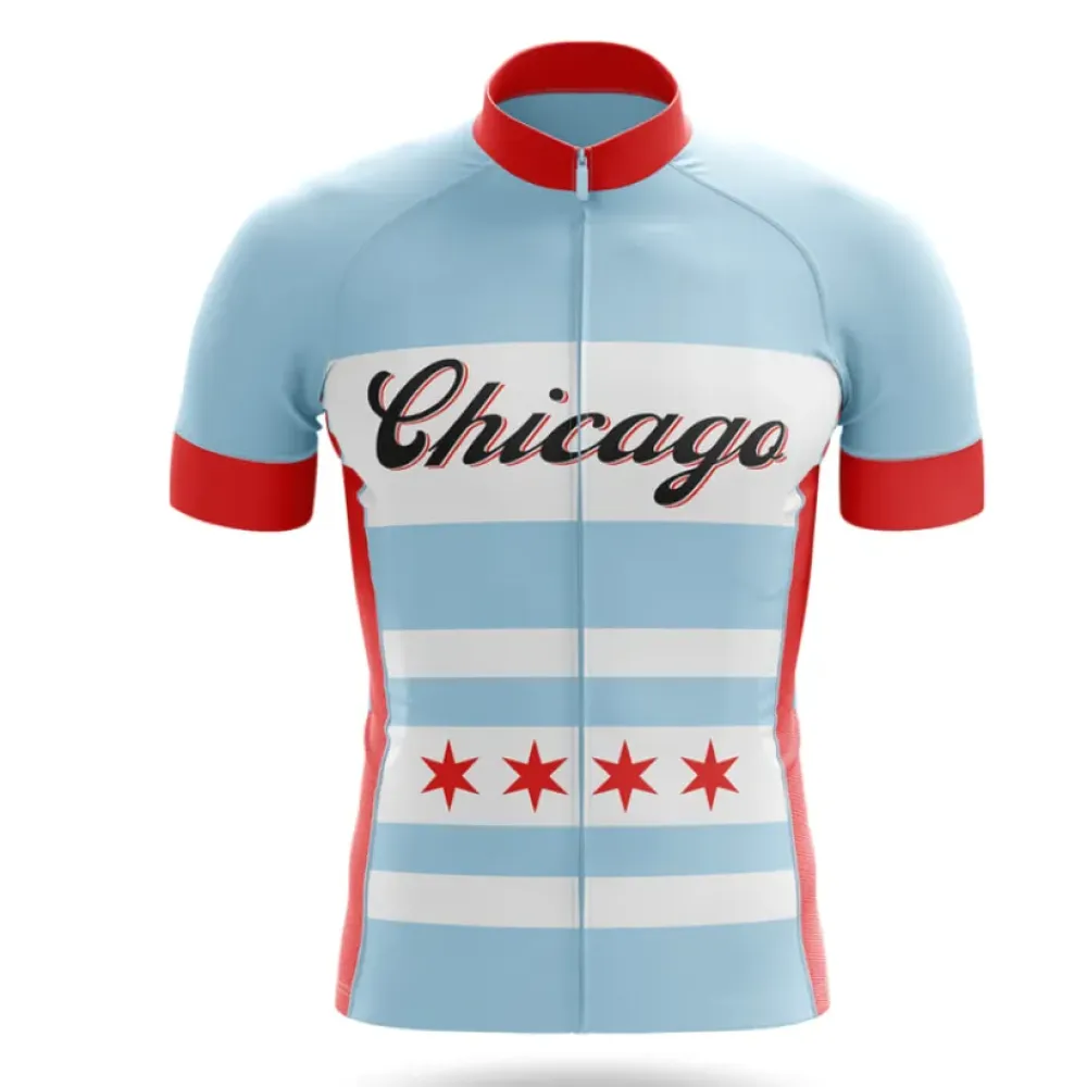 Chicago Cycling Jersey Stars Light Blue/Red/White