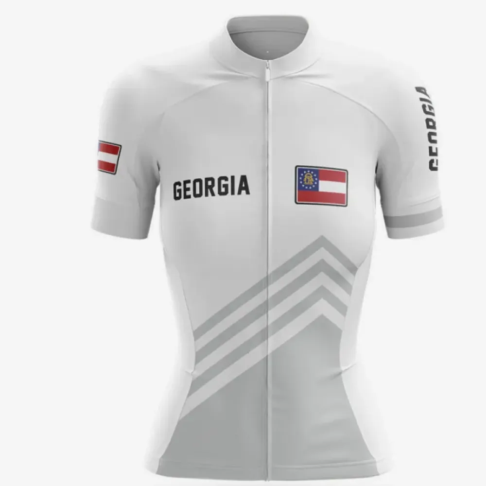 Georgia S4 White Cycling Jersey White/Grey/Red