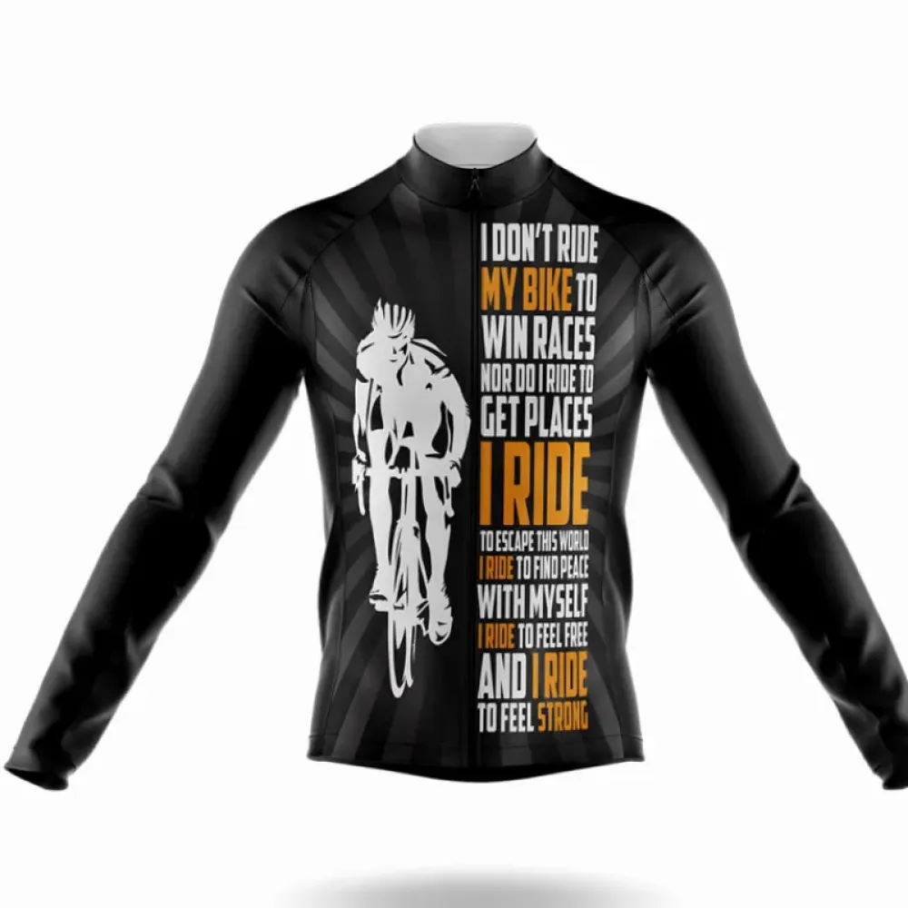 Ride My Bike Long Sleeve Cycling Jersey Ver.2 Peaceful Escape Black/Orange/White