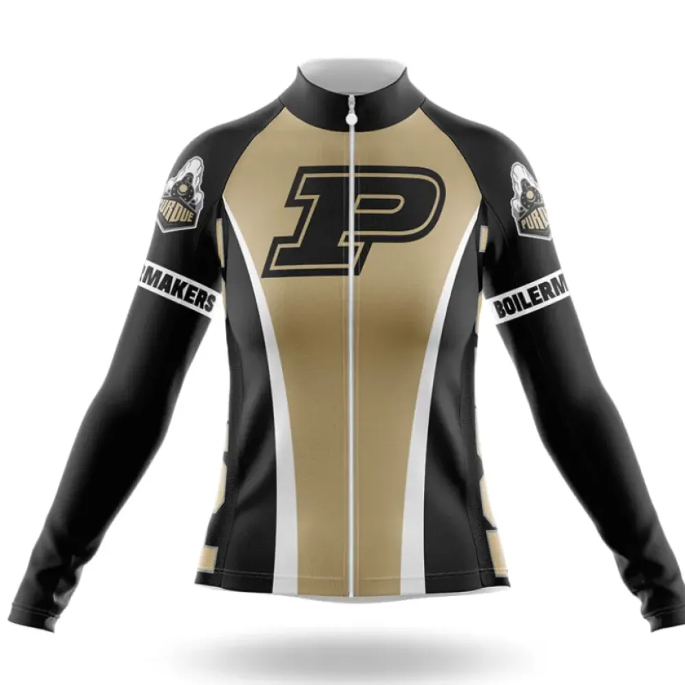 Purdue University Women's Long Sleeve Cycling Jersey Gold/Black/White