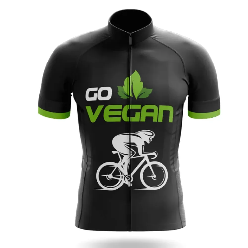 Go Vegan Cycling Jersey Vegan Black/Green/White