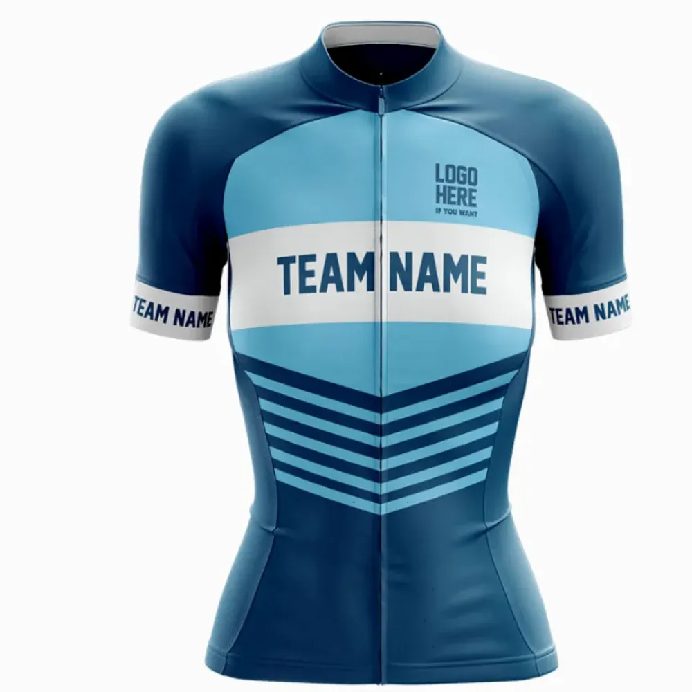 Custom Team Name V20 Women's Cycling Jersey Blue/Teal/White