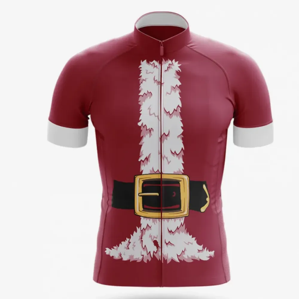 Santa Claus Cycling Jersey Holiday Maroon/Gold/White