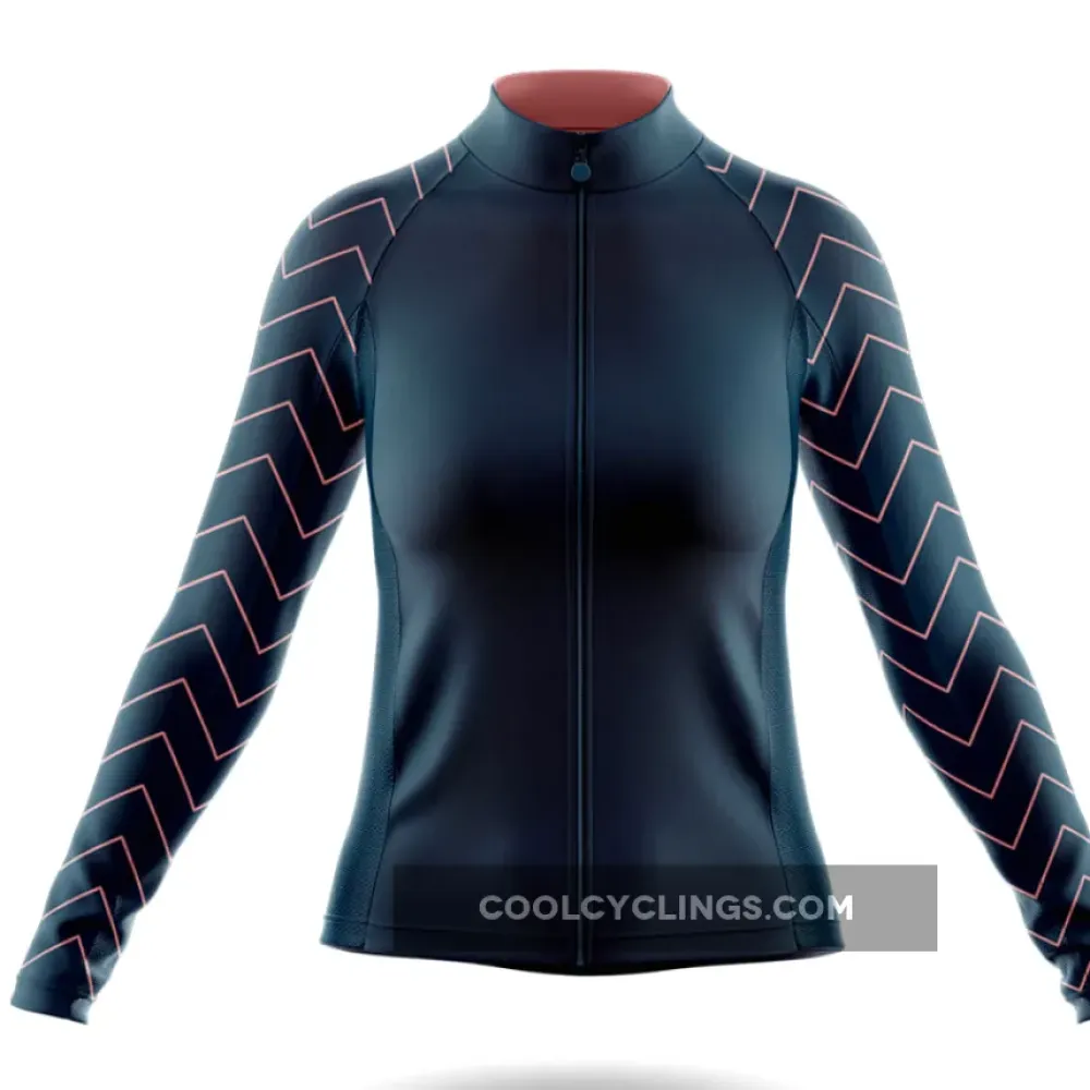 Stripe Sleeves Women's Long Sleeve Cycling Jersey Black/Pink/Teal