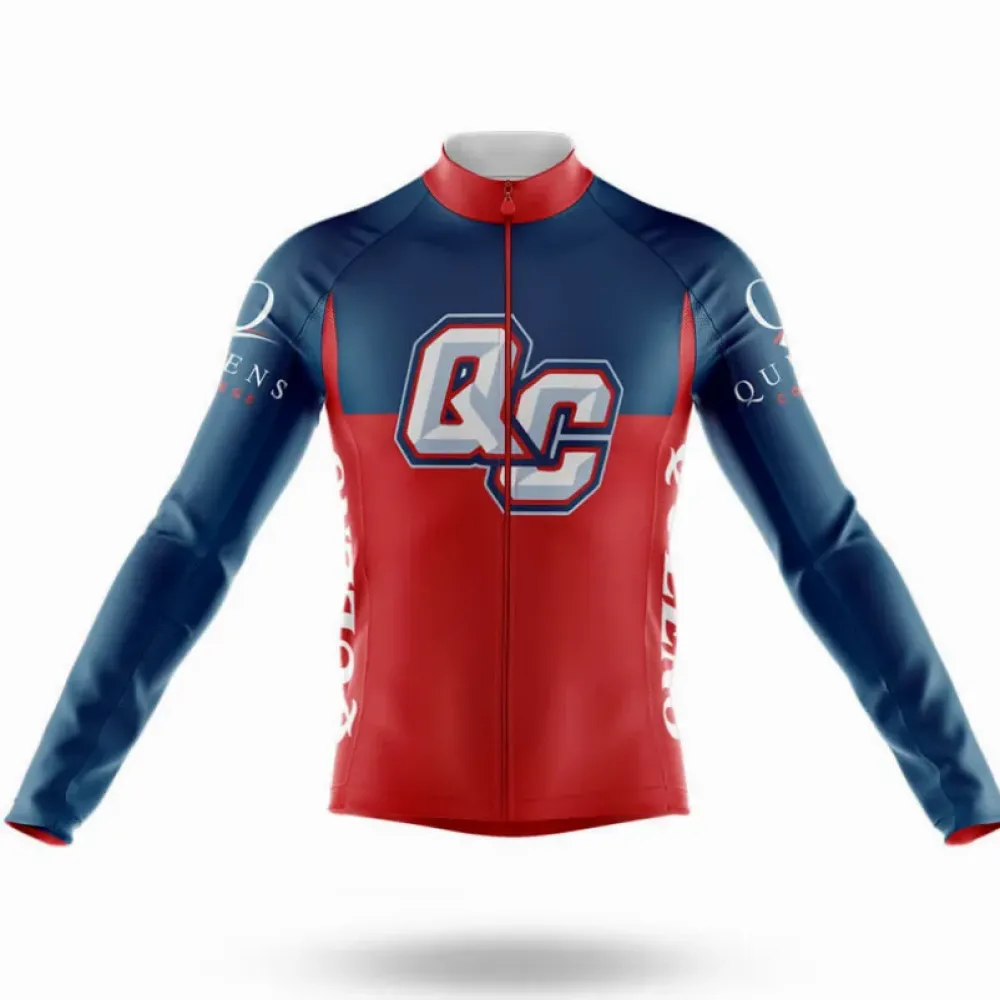 Queens College Long Sleeve Cycling Jersey Ver.2 Feature Navy/Red/White