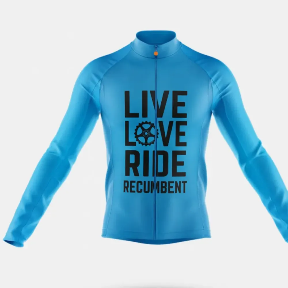 Recumbent Cycling Long Sleeve Jersey Live Love Ride Blue/Orange/Purple
