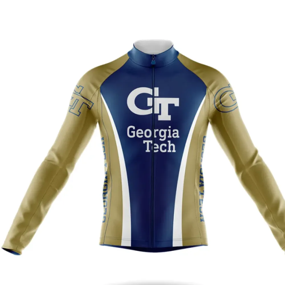 Georgia Tech Long Sleeve Cycling Jersey Blue/Gold/White
