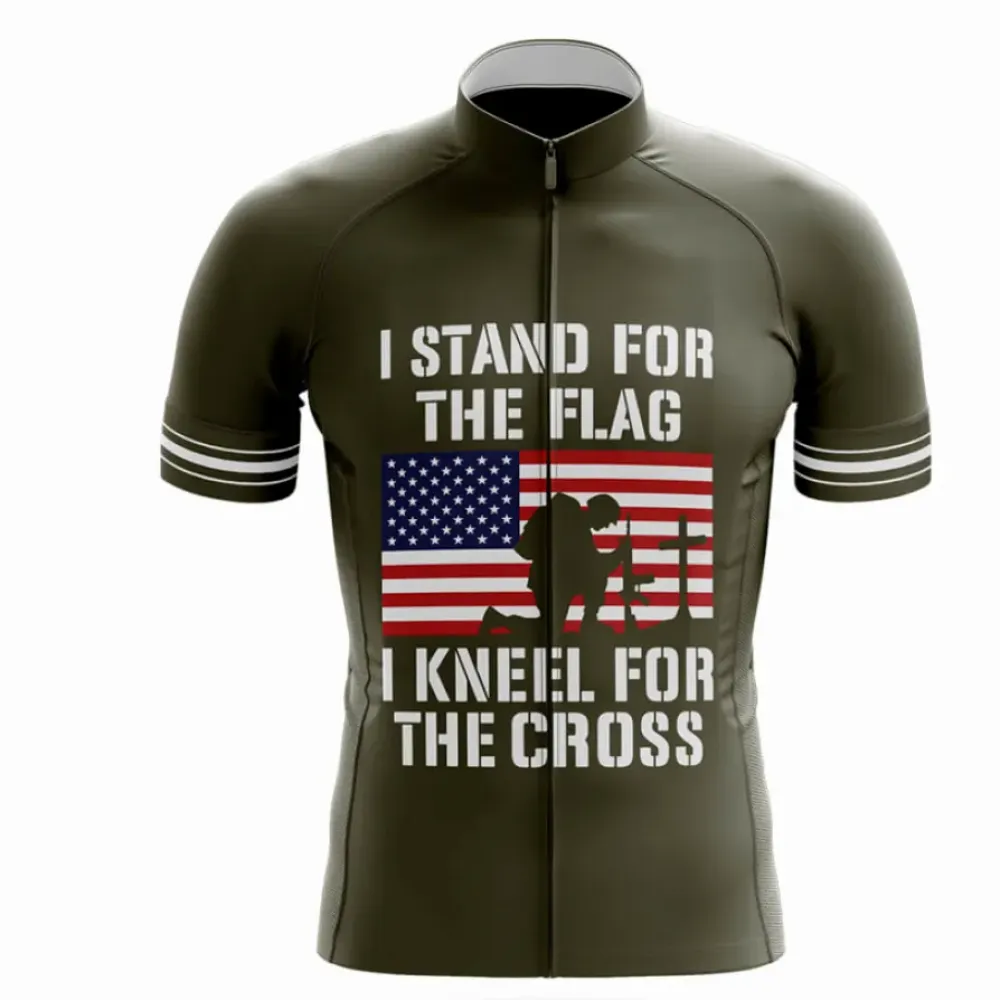 Cycling Jersey Stand For The Flag Olive Green/White/Black