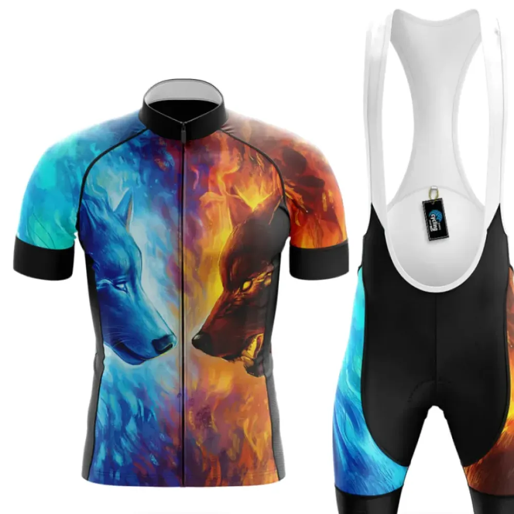 Cycling Kit Wolf Fire and Ice Blue/Orange/Black