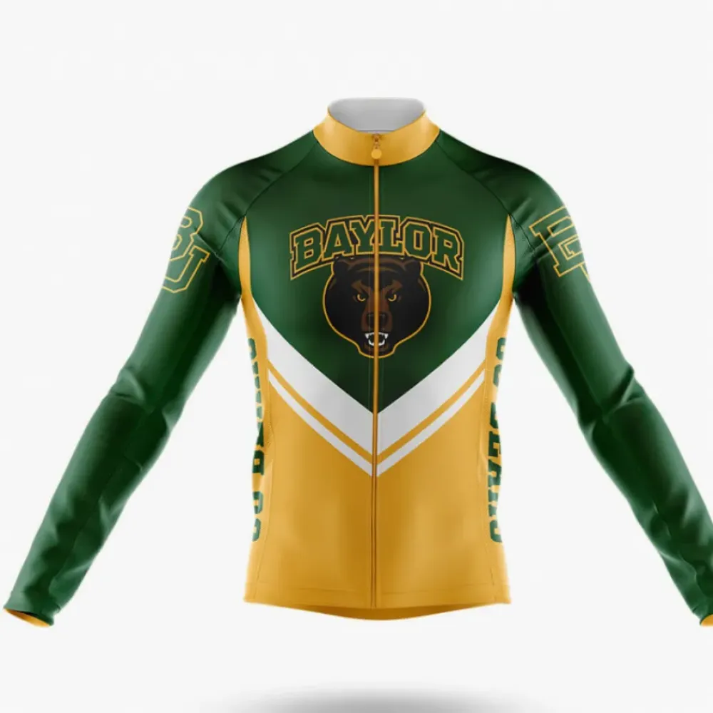 Baylor University Long Sleeve Cycling Jersey Green/Yellow/White