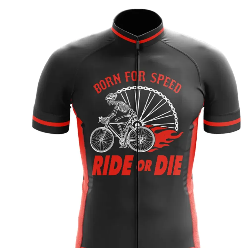 Born For Speed Cycling Jersey Ride Or Die Black/Red/Orange