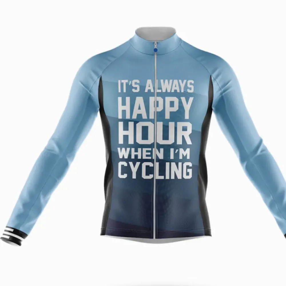 Happy Hour Long Sleeve Cycling Jersey Blue/White/Grey