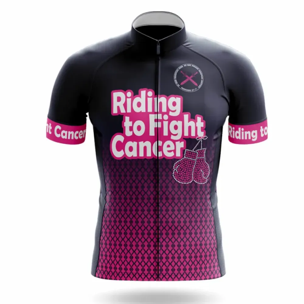 Cycling Jersey Riding To Fight Cancer Black/Purple/White