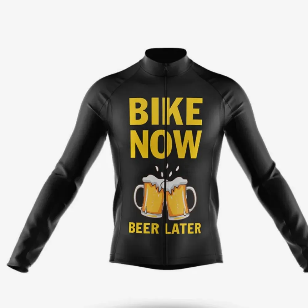 Bike Now Long Sleeve Cycling Jersey Black/Gold/White