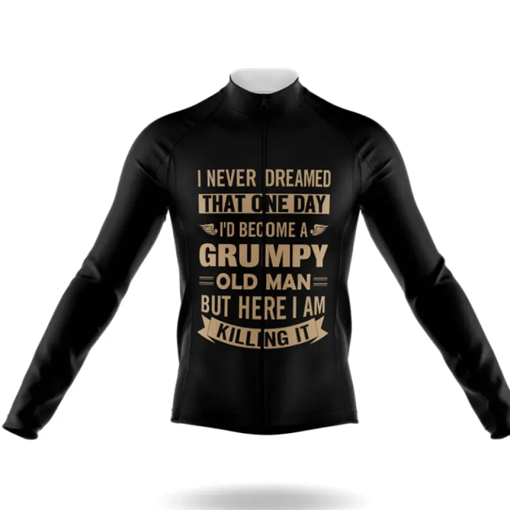 Grumpy Old Man Long Sleeve Cycling Jersey Ver.3 Black/Gold/White