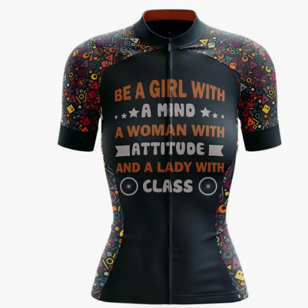 Lady With Class Cycling Jersey Black/Orange/Purple
