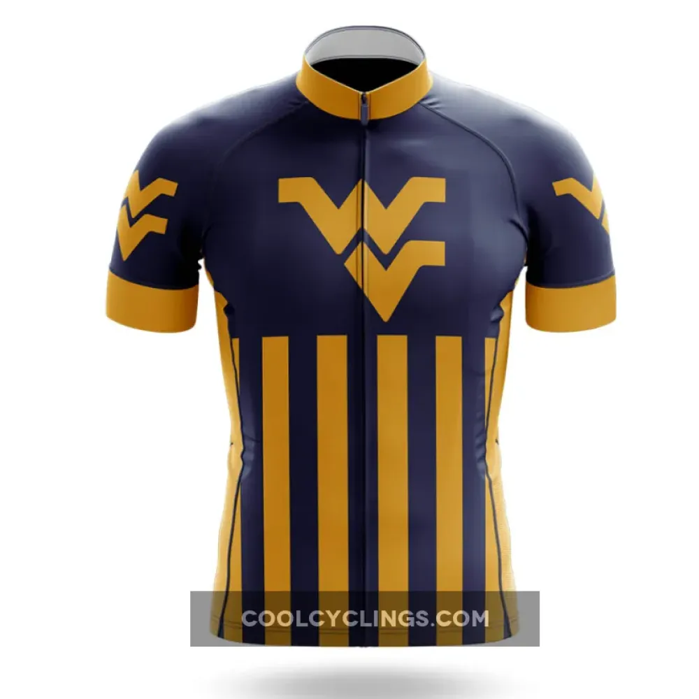 West Virginia University Cycling Jersey Navy/Gold/Striped