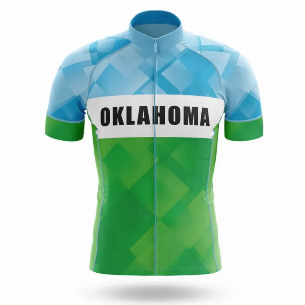 Oklahoma S3 Cycling Jersey Geometric Green/Blue/Light Blue