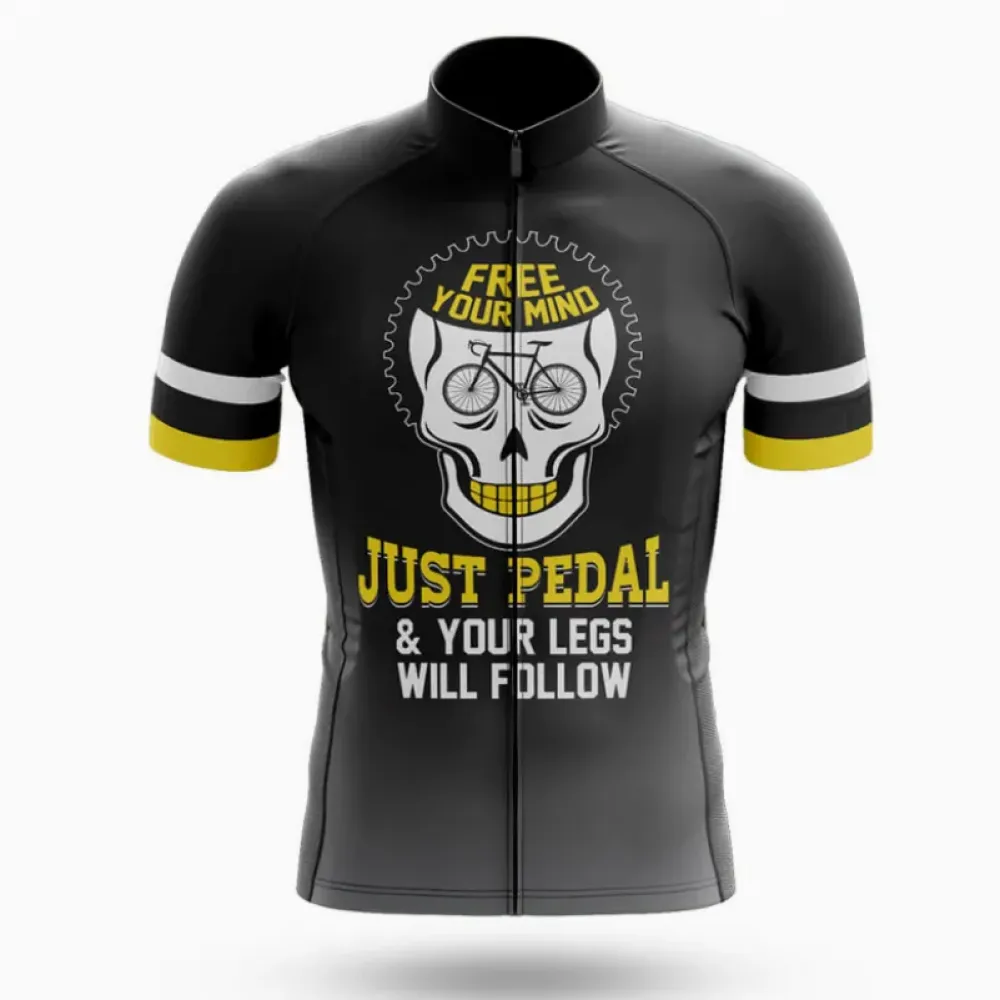 Cycling Jersey Free Your Mind Black/Yellow/White