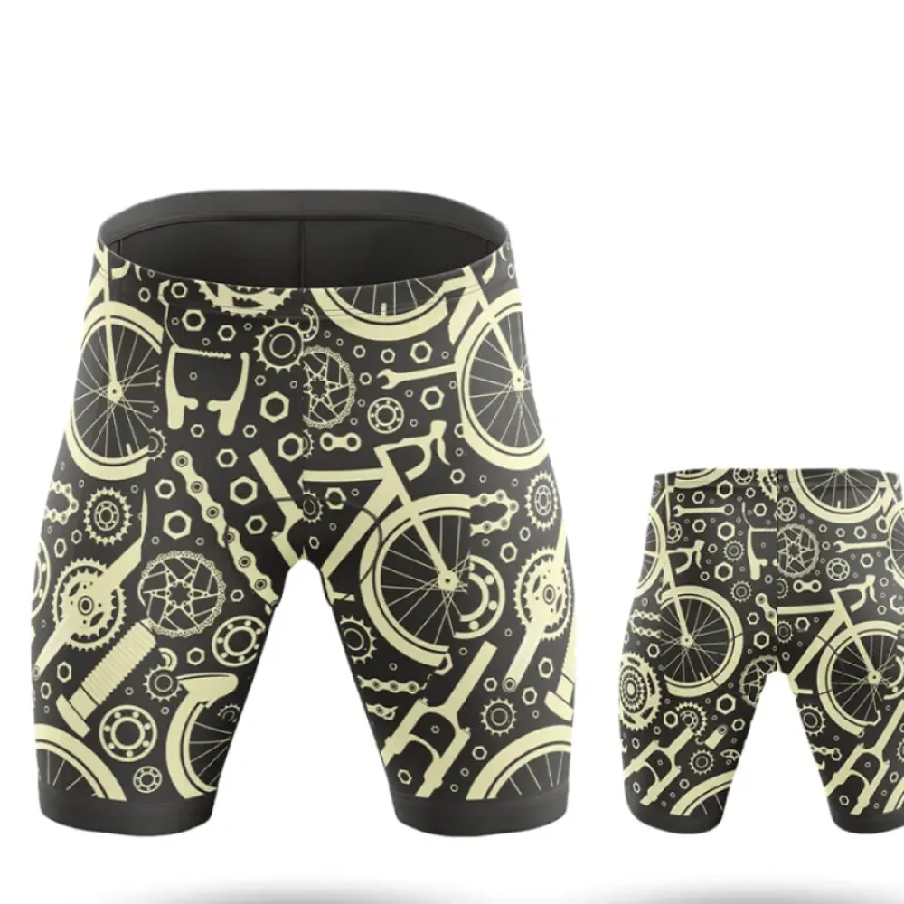 Bicycle Gears Cycling Kit Vintage Black/Gold/Silver