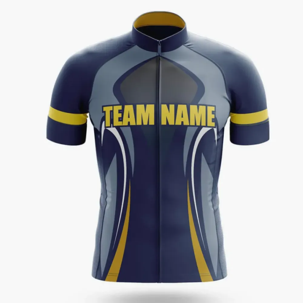 Custom Team Name S21 Cycling Jersey Navy/Yellow/Gray