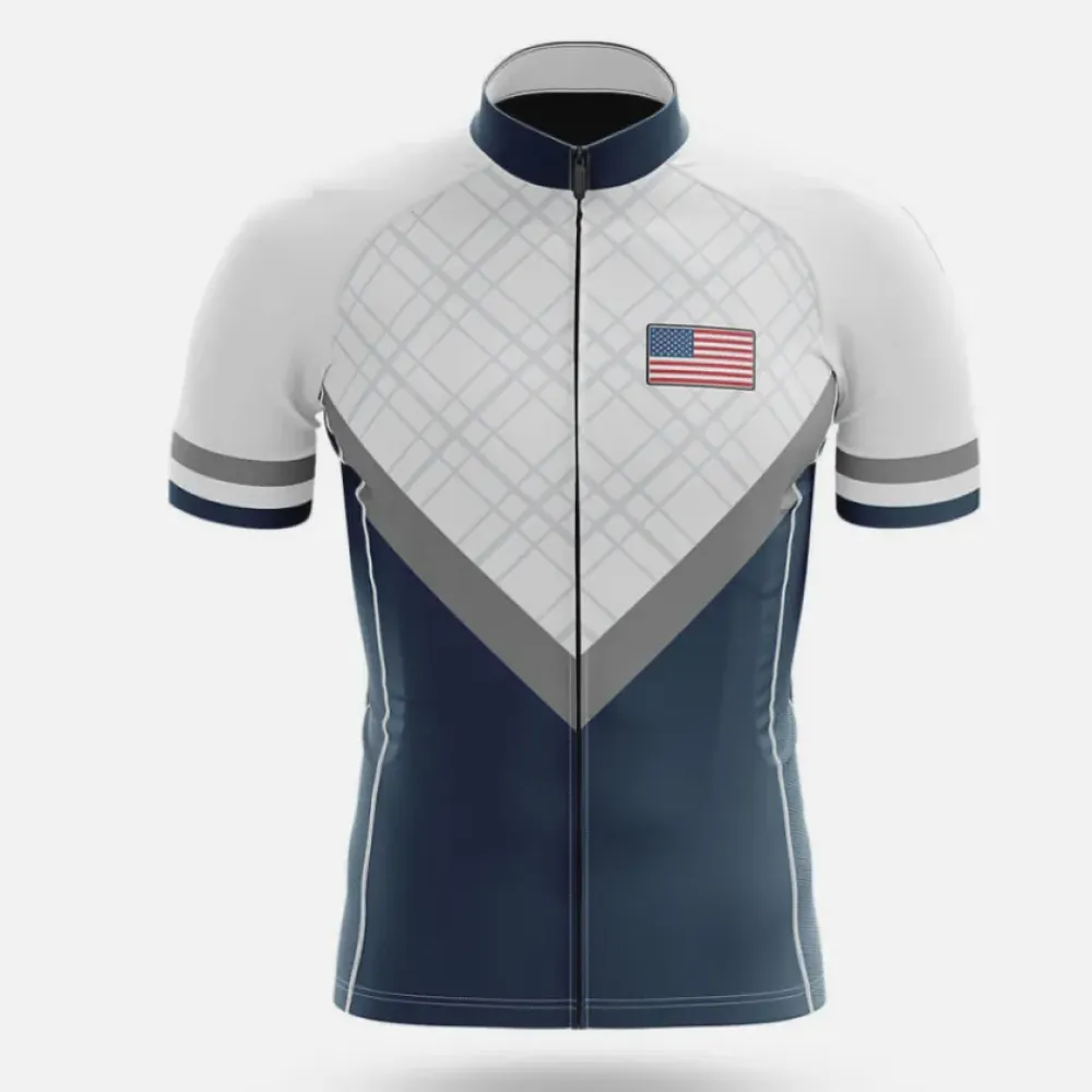 USA S6 Cycling Jersey Blue/White/Grey