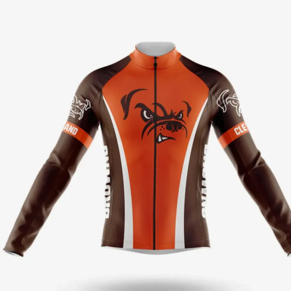 Brown Bombers Long Sleeve Cycling Jersey Orange/Brown/White