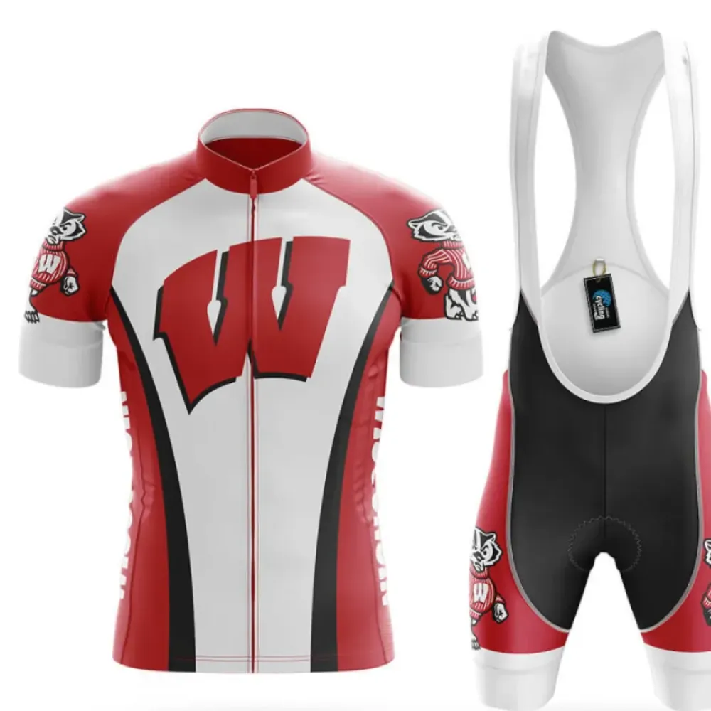 Wisconsin Badgers Cycling Kit Full Set Red/White/Black