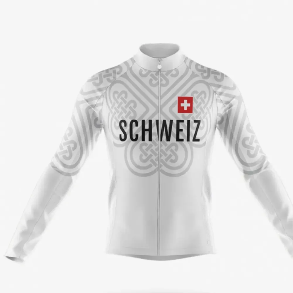Schweiz S13 Long Sleeve Cycling Jersey White/Grey/Red