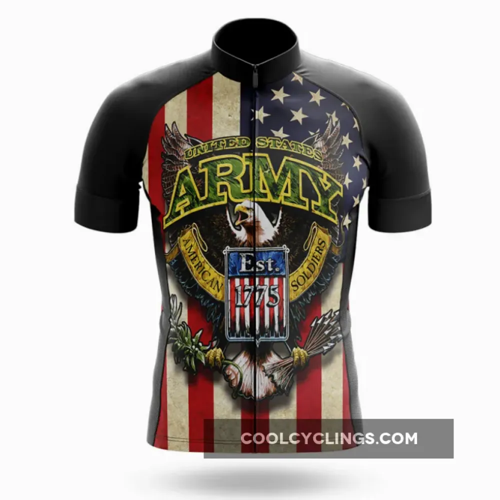 US Army Style 5 Premium Cycling Jersey Black/Red/White
