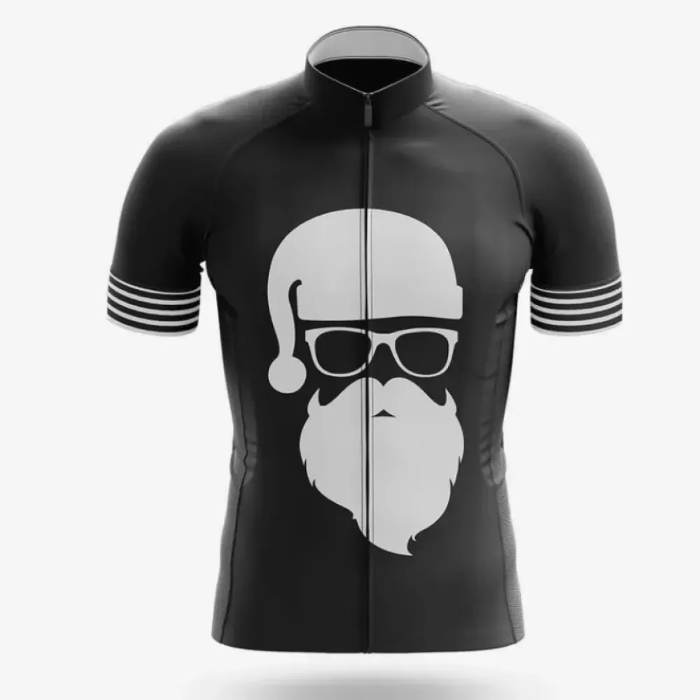 Hipster Santa Cycling Jersey Black/White/Grey