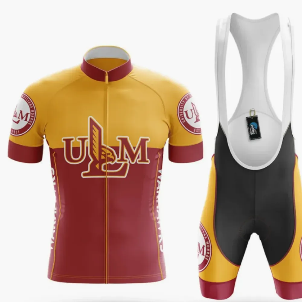 University of Louisiana Monroe Cycling Kit Full Set Ver.2 Yellow/Maroon/White