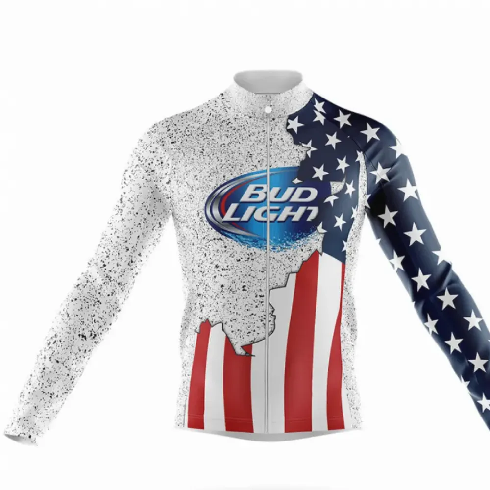 Bud Light American-style Beer Long Sleeve Cycling Jersey Red/White/Blue