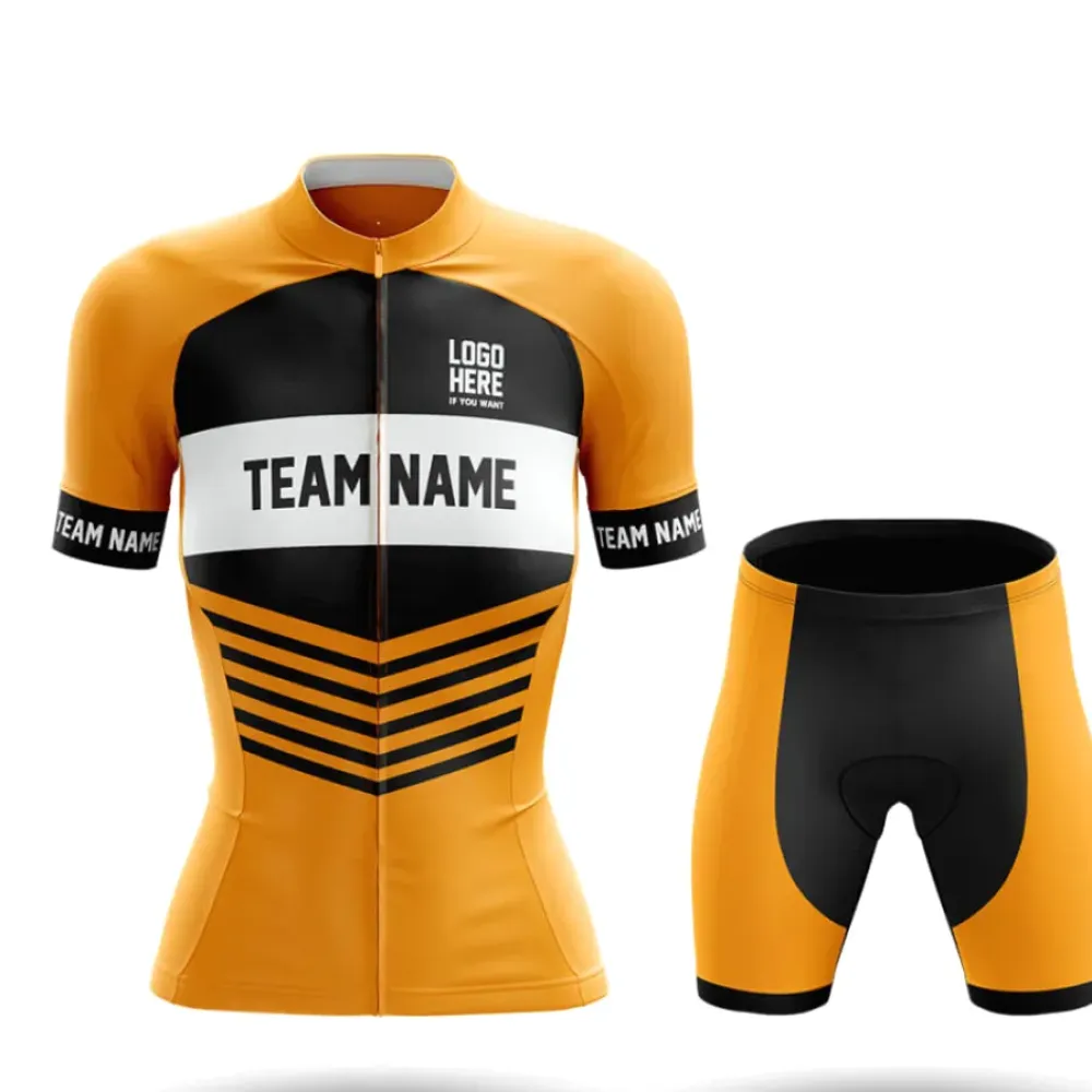 Women's Cycling Kit Full Set Custom Team Name V20 Yellow/Black/White