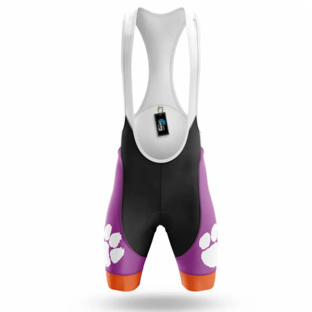 Clemson Cycling Bibs Paw Print Purple/Black/Orange