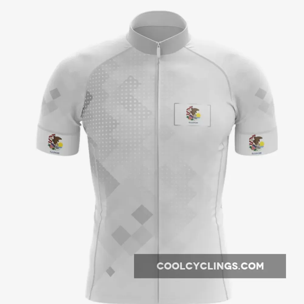 Illinois Cycling Jersey Ver.2 Geometric Pattern White/Grey/Black