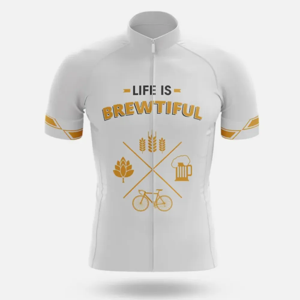 Brewtiful Cycling Jersey Life is Brewtiful White/Gold/Orange