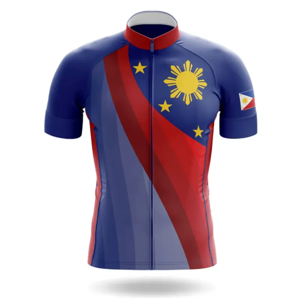 Philippines Flag Cycling Jersey Stars and Stripes Navy/Red/Gold