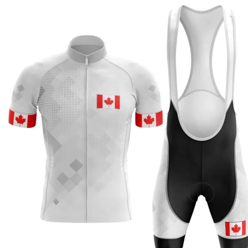 Canada Cycling Kit Jersey   Bibs White/Red/Grey