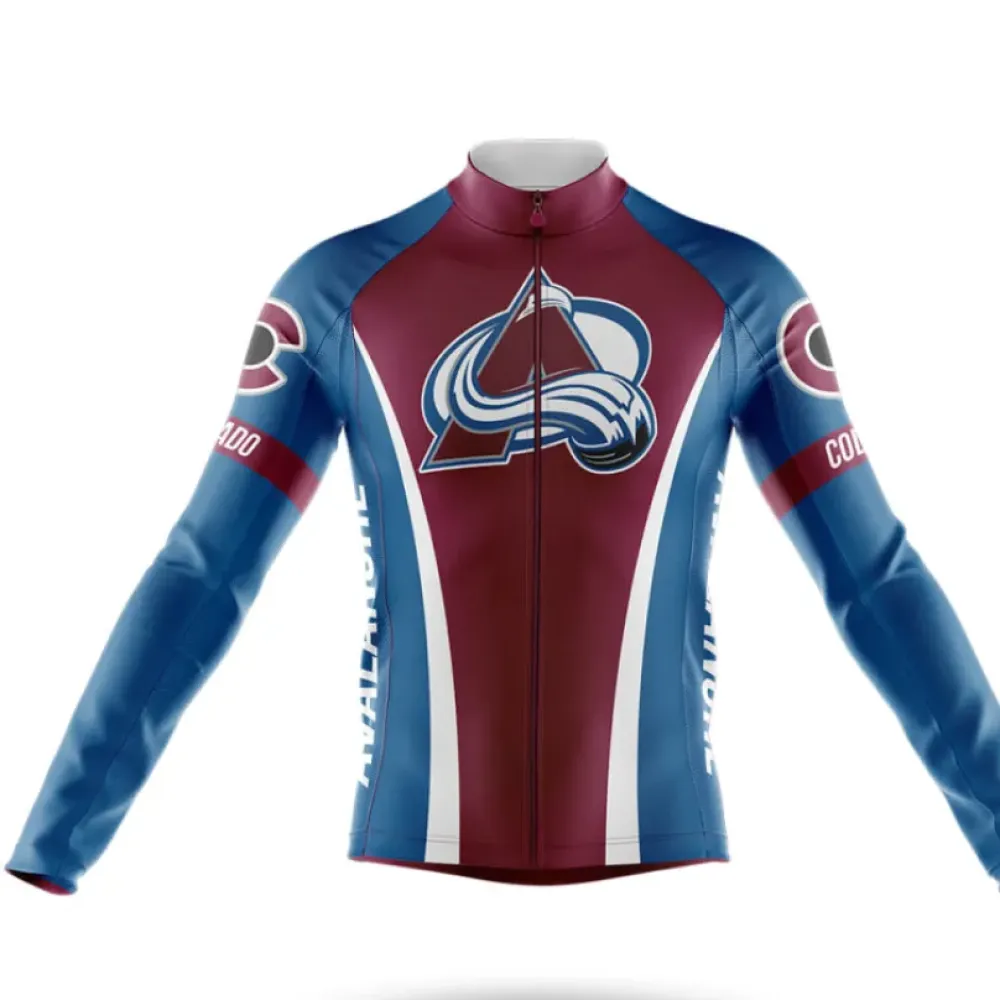 Colorado Avalanche Long Sleeve Cycling Jersey Blue/Burgundy/White