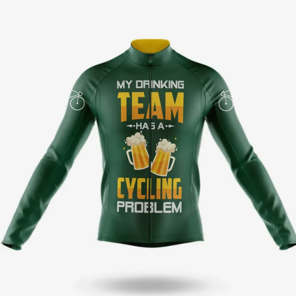 Cycling Jersey Drinking Team V4 Green/Yellow/Black