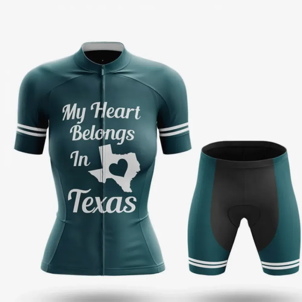Texas Heart Women's Cycling Kit Heart Belongs Teal/Black/White
