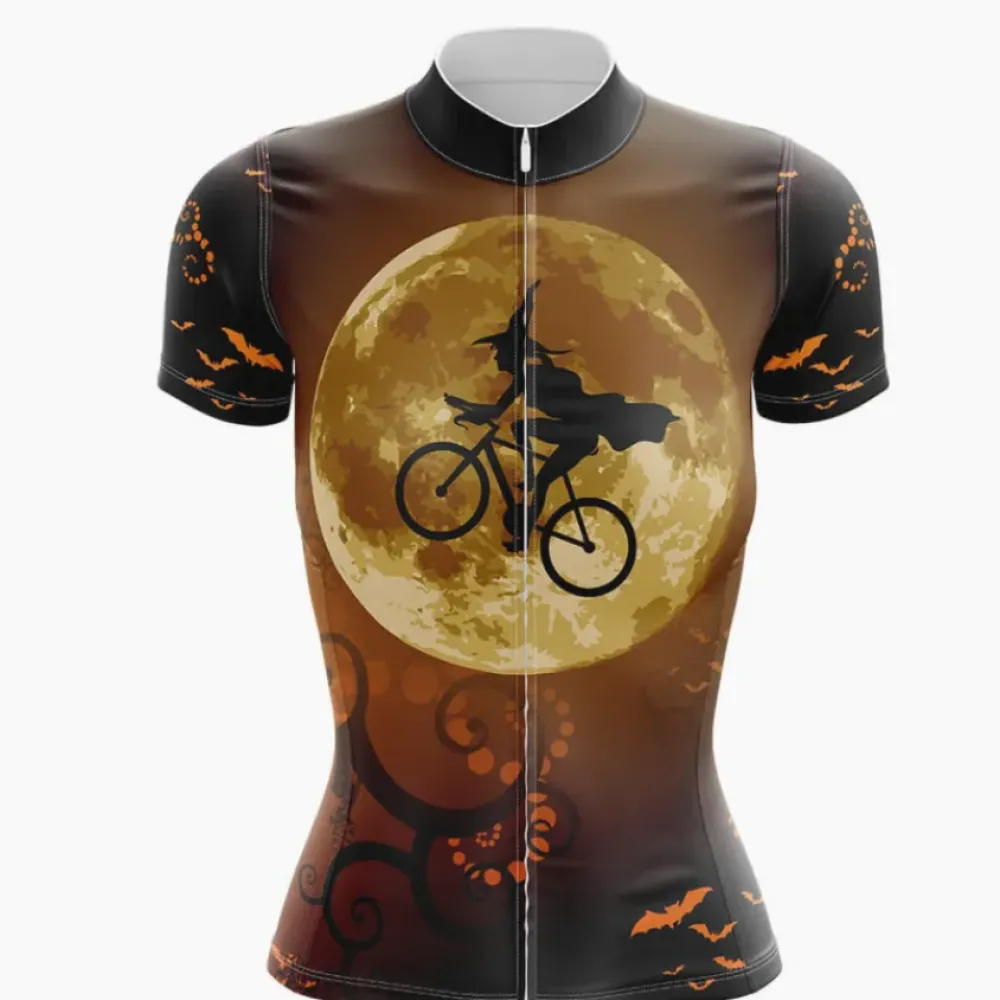 Moon Women's Cycling Jersey Halloween Brown/Gold/Black